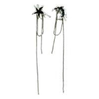 Fashion Fringe Oorbellen, Zinc Alloy, mode sieraden & voor vrouw & glazuur, zilver, nikkel, lood en cadmium vrij, 105x18mm, Verkocht door pair