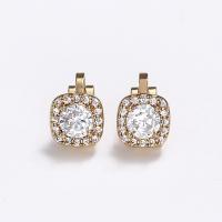 Zinc Alloy Earring Clip Square gold color plated fashion jewelry & for woman & with rhinestone golden Sold By Pair