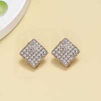 Zinc Alloy Oorbel clip, Plein, gold plated, mode sieraden & voor vrouw & met strass, gouden, 17x18mm, Verkocht door pair