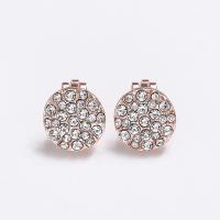 Zinc Alloy Earring Clip Round rose gold color plated fashion jewelry & for woman & with rhinestone rose gold color Sold By Pair