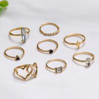 Zinklegering Ring Set, Zinc Alloy, gold plated, 8 stuks & mode sieraden & voor vrouw & glazuur & met zirkonia, gouden, Verkocht door Stel