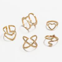 Zinklegering Ring Set, Zinc Alloy, gold plated, 5 stuks & mode sieraden & voor vrouw & met strass, gouden, Verkocht door Stel