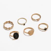 Zinklegering Ring Set, Zinc Alloy, gold plated, 6 stuks & mode sieraden & voor vrouw & glazuur & met strass, gouden, Verkocht door Stel