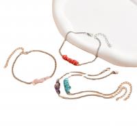 Sinc Alloy Anklet, le Gemstone, le 5cm slabhra extender, dath airgid plated, 4 phíosa & jewelry faisin & do bhean, il-daite, Fad 21 cm, Díolta De réir Socraigh