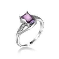 Bague Zircon cubique en laiton, avec zircon cubique, rectangle, Plaqué de platine, bijoux de mode & normes différentes pour le choix & pour femme & facettes, plus de couleurs à choisir, protéger l'environnement, sans nickel, plomb et cadmium, Vendu par PC