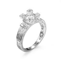 Bague Zircon cubique en laiton, avec zircon cubique, Plaqué de platine, bijoux de mode & normes différentes pour le choix & pour femme & facettes, blanc, protéger l'environnement, sans nickel, plomb et cadmium, Vendu par PC