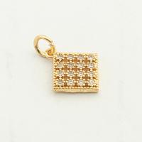 Cilindrata Zircone micro pavimenta il pendente di ottone, Rhombus, color oro di alta qualità placcati, DIY & Micro spianare cubic zirconia, assenza di nichel,piombo&cadmio, 18x13x2mm, Foro:Appross. 0.3mm, Appross. 30PC/lotto, Venduto da lotto