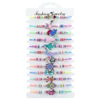 Bijoux bracelets de mode, Cordon de noeud, avec argile de polymère & alliage de zinc, fait à la main, 12 pièces & pour les enfants & réglable, couleurs mélangées, Longueur Environ 7-33 cm, Vendu par fixé