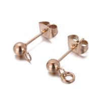 Stainless Steel Stud fülbevaló, 304 rozsdamentes acél, DIY, vörös arany színű, 15x4mm, Által értékesített pár