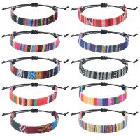 Mode créer Bracelets cordon de cire, tissu, avec corde de cire, Style bohème & réglable, plus de couleurs à choisir, 10mm, Longueur Environ 15-29 cm, Vendu par PC