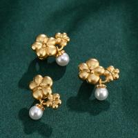 Messing Positionering Bead, med Plastic Pearl, Flower, sang forgyldt, du kan DIY, 14mm, Hole:Ca. 4mm, Solgt af PC