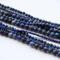 Lapis lazuli perle, Lazulit, Krug, uglađen, možete DIY & različite veličine za izbor & faceted, plav, Prodano Per Približno 39 cm Strand