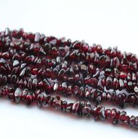 Naturalne kulki granat, Bryłki, obyty, DIY, ciemnoczerwony, 3-5mm, sprzedawane na około 76 cm Strand