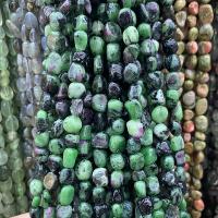 Mixed Edelsteen kralen, Ruby in Zoisite, Nuggets, gepolijst, DIY, groen, 5x9mm, Ca 55pC's/Strand, Verkocht door Strand