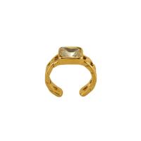 Bague en acier inoxydable, Acier inoxydable 304, Plaqué or 18K, bijoux de mode & pavé de micro zircon & pour femme, doré, 5mm, Taille:7, Vendu par PC