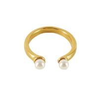 Anel de dedo de aço inoxidável, Aço inoxidável 304, with Concha de resina, 18K banhado a ouro, joias de moda & para mulher, dourado, 20mm, vendido por PC