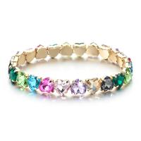 Pulseira Zirconia cúbico, zircone em forma de cubo, with cobre, Coração, cromado de cor dourada, para mulher, Mais cores pare escolha, comprimento Aprox 18 cm, vendido por PC