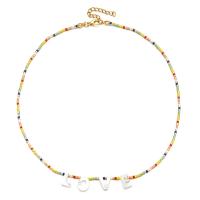 Glass Seed Beads Ketting, Seedbead, met Schelp, met 5cm extender keten, De Brief van het alfabet, Bohemien stijl & voor vrouw, meer kleuren voor de keuze, Lengte Ca 45 cm, Verkocht door PC