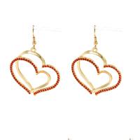 Pendientes de Aleación de Zinc, Corazón, chapado en color dorado, Joyería & para mujer & hueco, color mixto, libre de níquel, plomo & cadmio, 38x58mm, Vendido por Par