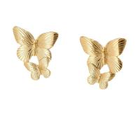 Øremærkning af zinklegeret stud, Zinc Alloy, Butterfly, guldfarve belagt, mode smykker & for kvinde, nikkel, bly & cadmium fri, 33x39mm, Solgt af par