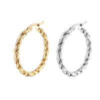 Mens Stainless Steel Hoop Earring, 304 rustfrit stål, Donut, forgyldt, forskellige stilarter for valg & for kvinde, flere farver til valg, 3x30mm, Solgt af par