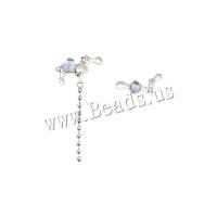 Boucles d'oreilles asymétriques, alliage de zinc, Placage de couleur argentée, bijoux de mode & pour femme & avec strass, couleurs mélangées, protéger l'environnement, sans nickel, plomb et cadmium, 26x46mm, Longueur Environ 2 cm, Environ 0.6 cm, Vendu par paire