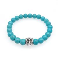 Fashion Turquoise Bracelets with Zinc Alloy half handmade fashion jewelry & Unisex turquoise blue 8mm Sold Per 18 cm Strand