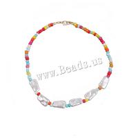 Plastikiniai perlų karoliai, Plastikiniai Perlas, su Seedbead, 2 vnt. & Bižuterijos & moters, multi-colored, Parduota už 45 cm Strand