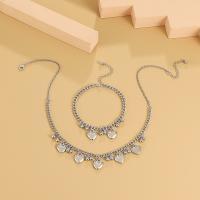 Zinklegering Sieraden Sets, Zinc Alloy, met 2.36inch extender keten, Hart, platinum plated, mode sieraden & verschillende stijlen voor de keuze & voor vrouw, nikkel, lood en cadmium vrij, Lengte Ca 18.11 inch, Ca 8.27 inch, Verkocht door PC