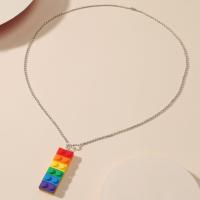 Sweater Chain Necklace Acrylic fashion jewelry & for woman rainbow colors 52mm Length Approx 23.6 Inch Sold By PC