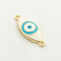 Connecteur Evil Eye, laiton, couleur de haute qualité d'or plaqué, DIY, protéger l'environnement, sans nickel, plomb et cadmium, 9x24x3mm, Trou:Environ 0.1mm, Environ 30PC/lot, Vendu par lot