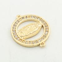 Befestiger Zirkonia Messing Schmuckverbinder, Hohe Qualität Gold Farbe Überzeug, DIY & Micro pave Zirkonia, frei von Nickel, Blei & Kadmium, 20x24x2mm, Bohrung:ca. 0.1mm, ca. 30PCs/Menge, verkauft von Menge