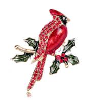 Broches en alliage de zinc, oiseau, pour femme & émail & avec strass, protéger l'environnement, sans nickel, plomb et cadmium, 49x63mm, Vendu par PC