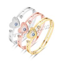 Evil Eye Jewelry Bracelet Titanium Steel Heart Vacuum Ion Plating evil eye pattern & for woman & enamel & with rhinestone Inner Approx Sold By PC