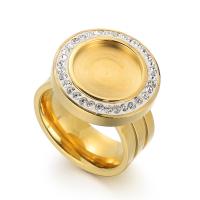 304 roestvrij staal Bezel Ring Base, DIY & met strass, gouden, 19mm,8mm, Verkocht door PC