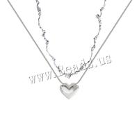 Collar Multi de la capa, metal, Corazón, chapado en color de plata, Doble capa & Joyería & para mujer, libre de níquel, plomo & cadmio, longitud aproximado 39 cm, Vendido por UD