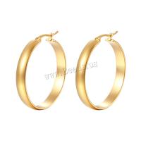 Mens Cruach dhosmálta fonsa Earring, 304 Cruach dhosmálta, Donut, plátáilte, jewelry faisin & do bhean, dathanna níos mó le haghaidh rogha, 38x2mm, Díolta De réir Péire