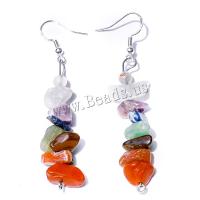 Pendientes de Hierro, fundición, con Cuarzo natural, Joyería, multicolor, 70mm, Vendido por Par