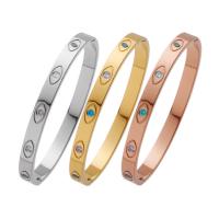 Partículas de aço pulseira comum, micro pavimento em zircônia cúbica & para mulher, Mais cores pare escolha, 6mm, Diametro interno:Aprox 58mm, vendido por PC