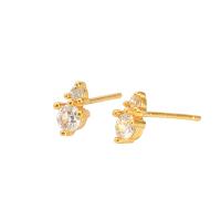 925 Sterling Silver Stud Earring plated micro pave cubic zirconia & for woman Sold By Pair