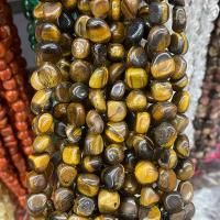 Tiger Eye Gyöngyök, Nuggets, csiszolt, DIY, kevert színek, 8x10mm, Kb 40PC-k/Strand, Által értékesített Strand