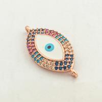 Evil Eye -Anschluss, Messing, Hohe Qualität Gold Farbe Überzeug, DIY & Micro pave Zirkonia, frei von Nickel, Blei & Kadmium, 12x25x3mm, Bohrung:ca. 0.1mm, ca. 30PCs/Menge, verkauft von Menge