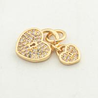 Cubic Zirconia Micro Pave Brass Pendant Heart high quality gold color plated DIY & micro pave cubic zirconia nickel lead & cadmium free Approx 0.3mm Approx Sold By Lot