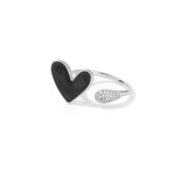 Cúbicos Circonia Micro Pave anillo de latón, metal, Joyería & micro arcilla de zirconia cúbica & para mujer & esmalte, Negro, libre de níquel, plomo & cadmio, Vendido por UD