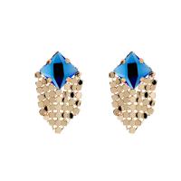 Pendientes de Perno en Latón, metal, con rhinestone de acrílico, Joyería & para mujer, dorado, libre de níquel, plomo & cadmio, 35x20mm, Vendido por Par