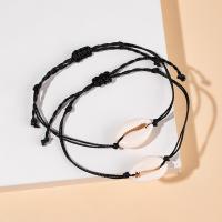 Casal pulseira e bracelete, concha, with Fio de cera, feito à mão, 2 peças & Comprimento ajustável & joias de moda & unissex, Mais cores pare escolha, 50-80mm, vendido por Defina