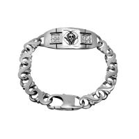 Bracciale gioielli in acciaio inossidabile, 316L acciaio inox, Teschio, lucido, per l'uomo & con strass, colore originale, 17.1mm,9.4mm, Lunghezza Appross. 225 mm, Venduto da PC