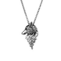 Acier inoxydable animaux Pendentifs, acier inoxydable 316L, loup, Vintage & DIY, couleur originale, 32.50x53.80mm, Vendu par PC