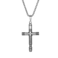 Nerūdijančio plieno Cross Pakabukai, 316L nerūdijančio plieno, Kirsti, Vintage & Pasidaryk pats & žmogui & juodinti, Originali spalva, 33.70x59.40mm, Pardavė PC