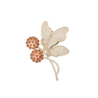 Zirkoon Broche, Messing, Vlinder, gold plated, mode sieraden & micro pave zirconia & voor vrouw, gemengde kleuren, nikkel, lood en cadmium vrij, 47x62mm, Verkocht door PC